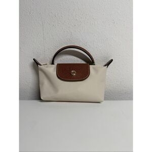 Longchamp Mini Le Pliage Cream Top Handle Bag + Strap